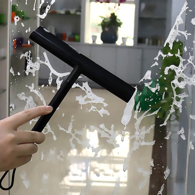 Premium Silicone Shower Squeegee & Holder — Streak-Free Bathroom Glass, Shower Doors & Mirrors | Rust-Free Wall Mount